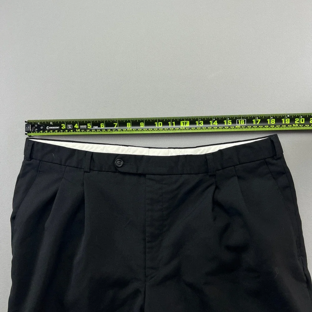 Widax Dress Pants Mens 27 Black Wool Pleated Straight Leg Formal Office Wear